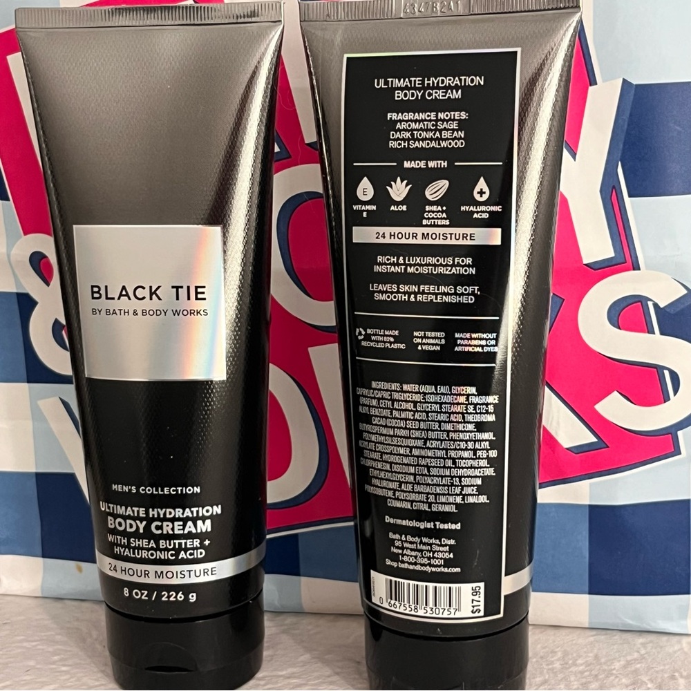 “BLACK TIE”Men's Bath & Body Works 8 Oz Ultimate Hydration Body Cream Set Of 2. - Picture 3 of 4